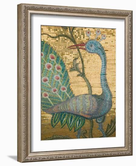 Peacock Mosaic, Eleftherotria Monastery, Macherado, Zakynthos, Ionian Islands, Greece-Walter Bibikow-Framed Photographic Print