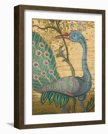 Peacock Mosaic, Eleftherotria Monastery, Macherado, Zakynthos, Ionian Islands, Greece-Walter Bibikow-Framed Photographic Print