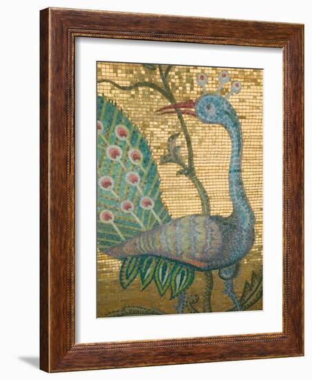 Peacock Mosaic, Eleftherotria Monastery, Macherado, Zakynthos, Ionian Islands, Greece-Walter Bibikow-Framed Photographic Print