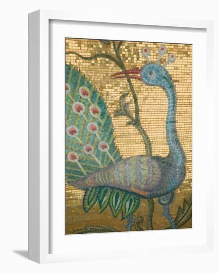 Peacock Mosaic, Eleftherotria Monastery, Macherado, Zakynthos, Ionian Islands, Greece-Walter Bibikow-Framed Photographic Print