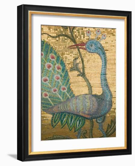 Peacock Mosaic, Eleftherotria Monastery, Macherado, Zakynthos, Ionian Islands, Greece-Walter Bibikow-Framed Photographic Print