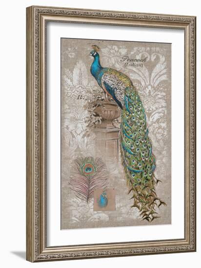 Peacock on Linen 2-Chad Barrett-Framed Art Print