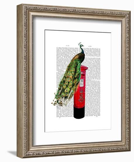 Peacock on Postbox-Fab Funky-Framed Art Print