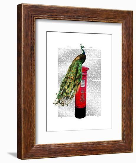 Peacock on Postbox-Fab Funky-Framed Art Print