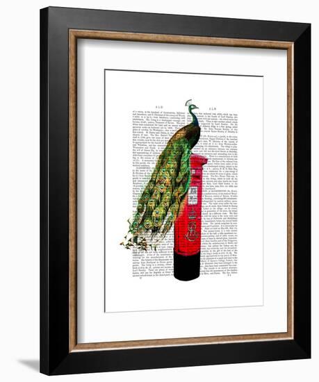 Peacock on Postbox-Fab Funky-Framed Art Print