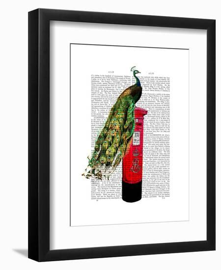 Peacock on Postbox-Fab Funky-Framed Art Print