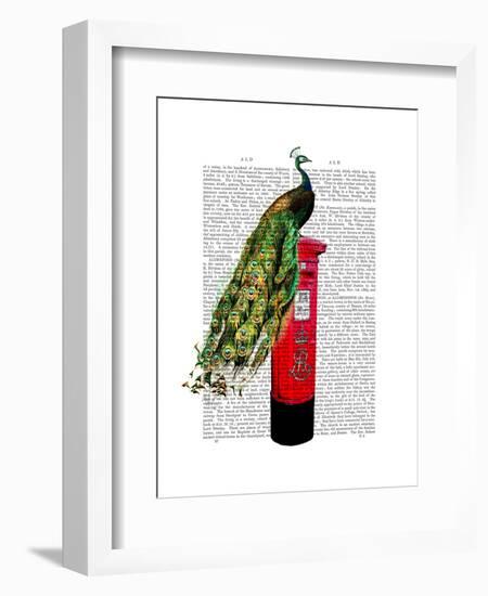 Peacock on Postbox-Fab Funky-Framed Art Print