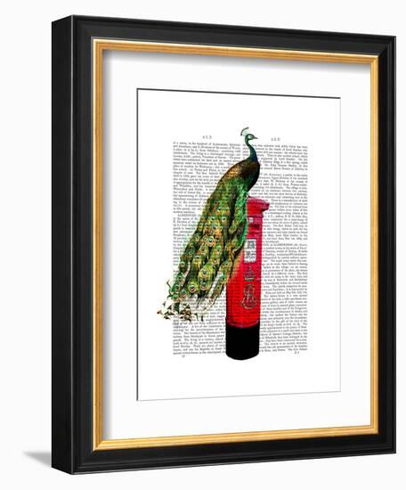 Peacock on Postbox-Fab Funky-Framed Art Print