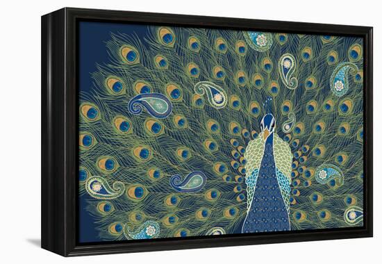 Peacock Paradise VI-Veronique Charron-Framed Stretched Canvas