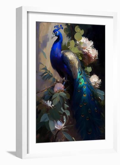 Peacock Pine and Peony I-Vivienne Dupont-Framed Art Print