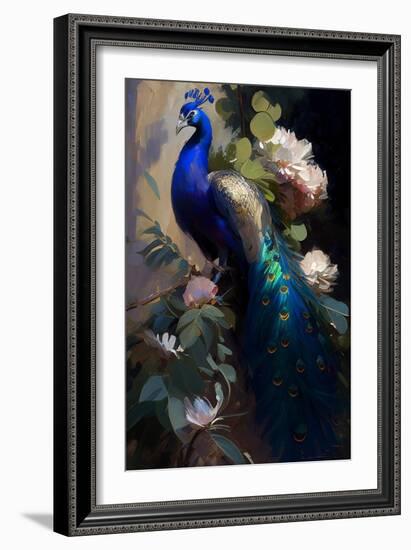 Peacock Pine and Peony I-Vivienne Dupont-Framed Art Print