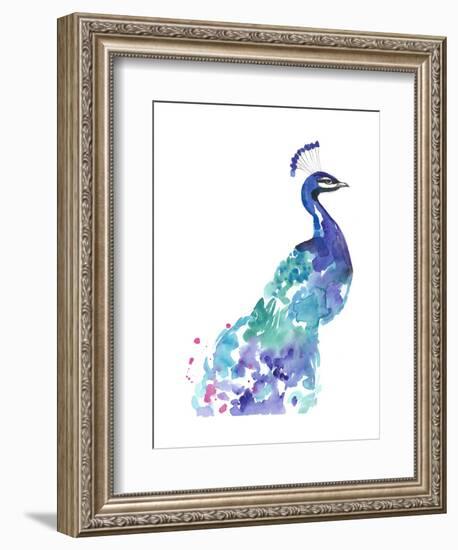 Peacock Splash I-Jennifer Goldberger-Framed Art Print