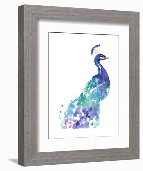Peacock Splash I-Jennifer Goldberger-Framed Art Print