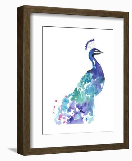 Peacock Splash I-Jennifer Goldberger-Framed Art Print