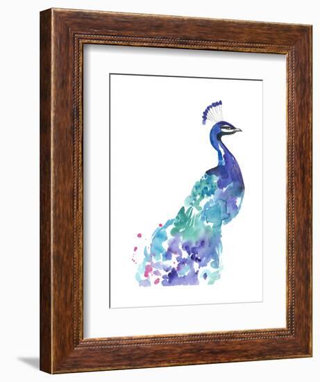 Peacock Splash I-Jennifer Goldberger-Framed Art Print