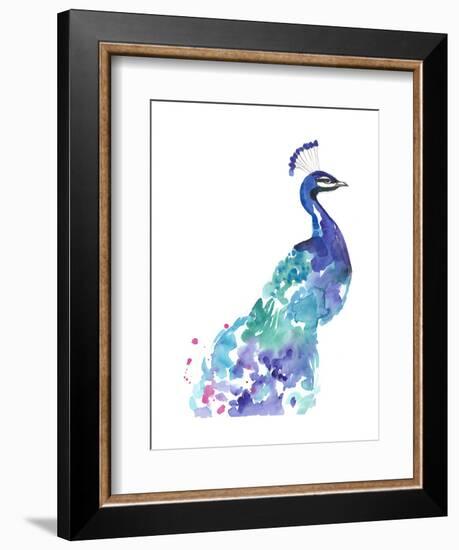 Peacock Splash I-Jennifer Goldberger-Framed Art Print