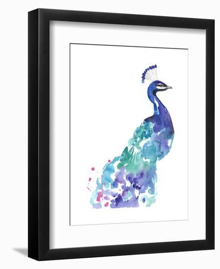 Peacock Splash I-Jennifer Goldberger-Framed Art Print