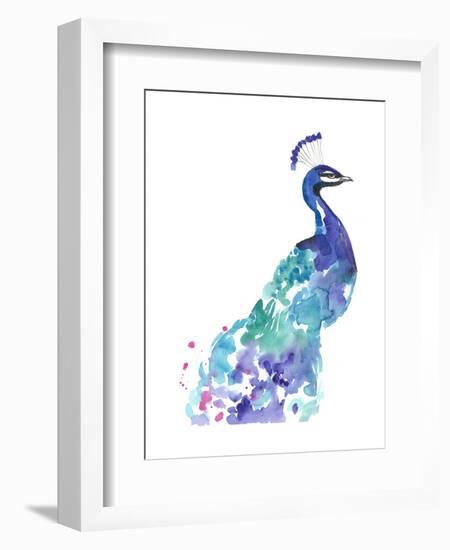 Peacock Splash I-Jennifer Goldberger-Framed Art Print