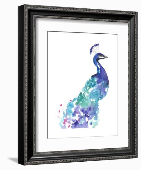 Peacock Splash I-Jennifer Goldberger-Framed Art Print