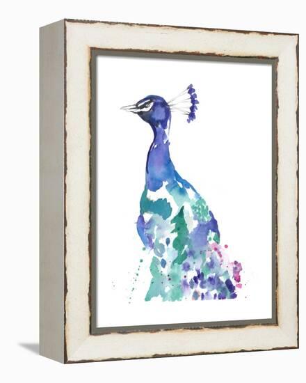 Peacock Splash II-Jennifer Goldberger-Framed Stretched Canvas