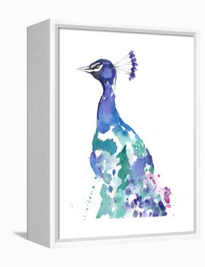 Peacock Splash II-Jennifer Goldberger-Framed Stretched Canvas