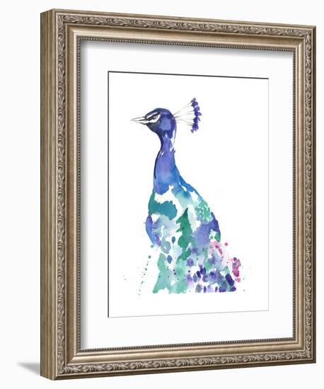 Peacock Splash II-Jennifer Goldberger-Framed Art Print