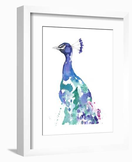Peacock Splash II-Jennifer Goldberger-Framed Art Print