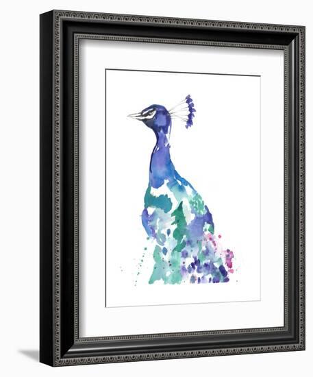 Peacock Splash II-Jennifer Goldberger-Framed Art Print