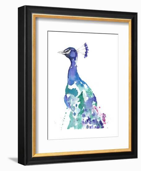 Peacock Splash II-Jennifer Goldberger-Framed Art Print