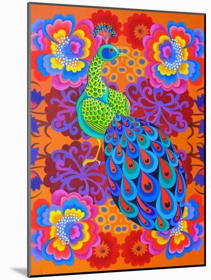 Peacock with Flowers, 2015-Jane Tattersfield-Mounted Giclee Print