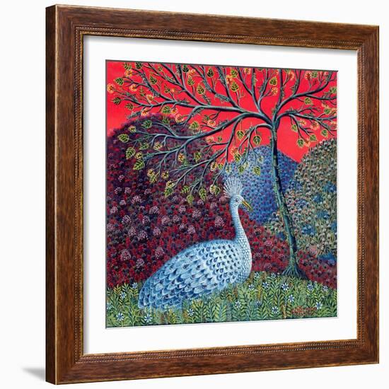 Peacock with Locusts, 1989-Tamas Galambos-Framed Giclee Print