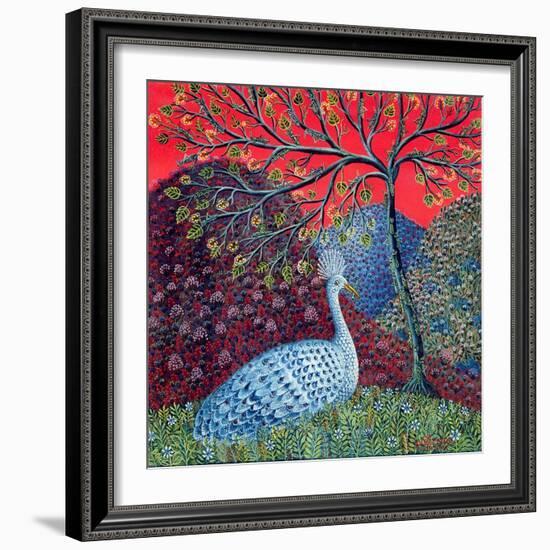 Peacock with Locusts, 1989-Tamas Galambos-Framed Giclee Print