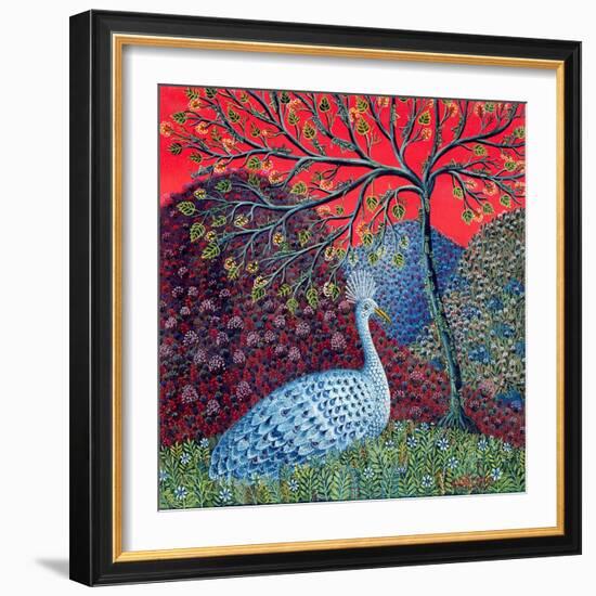 Peacock with Locusts, 1989-Tamas Galambos-Framed Giclee Print