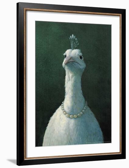 Peacock with Pearls-Michael Sowa-Framed Art Print