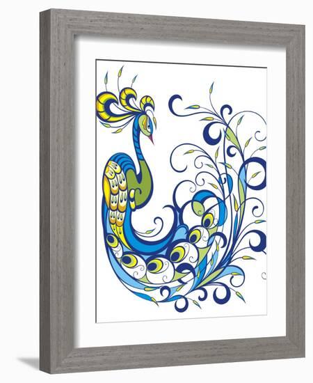 Peacock-worksart-Framed Art Print