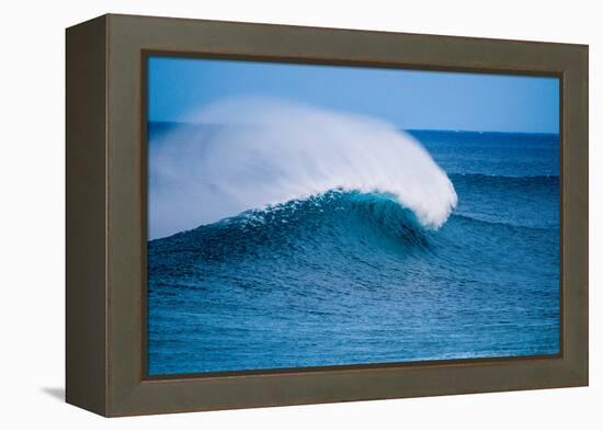 Peak-Offshore wind and breaking wave, Hawaii-Mark A Johnson-Framed Premier Image Canvas