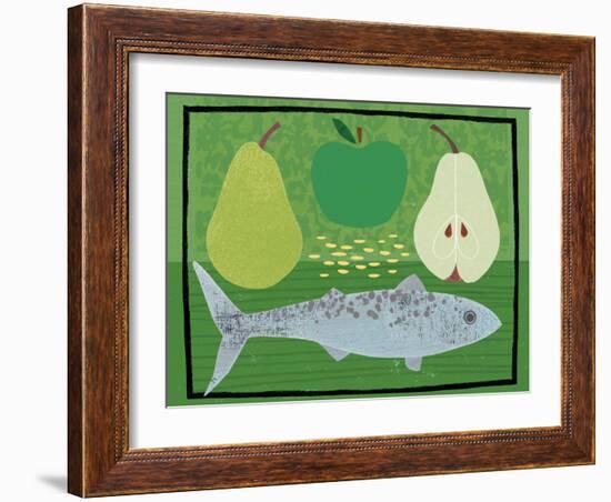 Pear, Apple and Fish-Jessie Ford-Framed Art Print