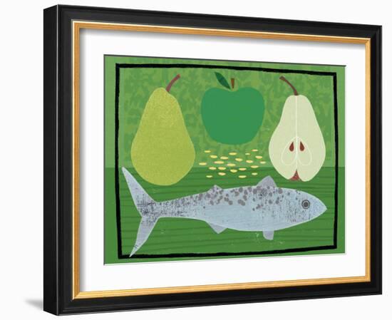 Pear, Apple and Fish-Jessie Ford-Framed Art Print