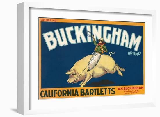 Pear Crate Label, Buckingham-null-Framed Art Print