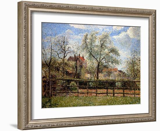 Pear Trees and Flowers at Eragny, Morning, 1886-Camille Pissarro-Framed Giclee Print