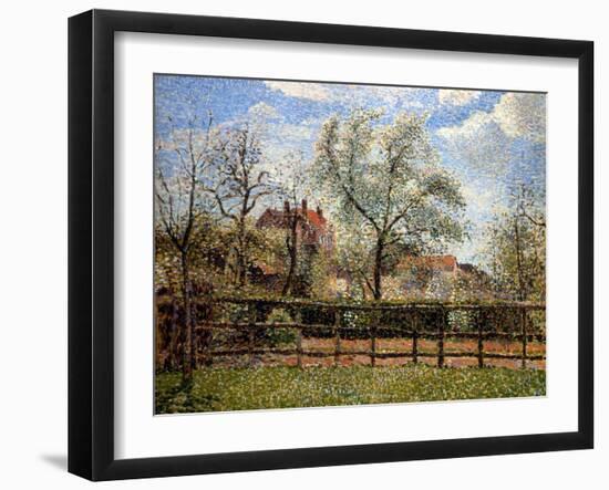 Pear Trees and Flowers at Eragny, Morning, 1886-Camille Pissarro-Framed Giclee Print