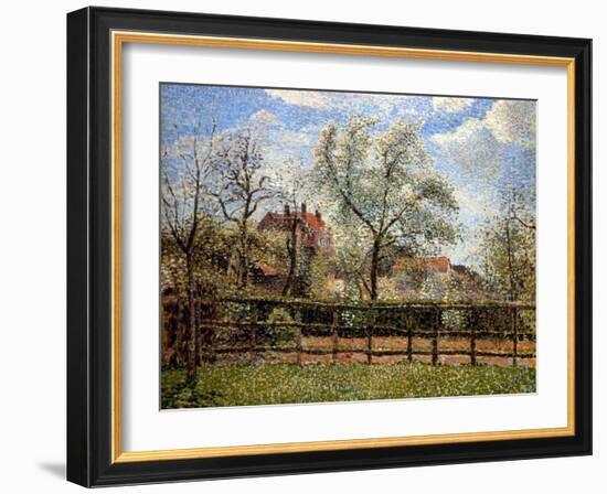 Pear Trees and Flowers at Eragny, Morning, 1886-Camille Pissarro-Framed Giclee Print