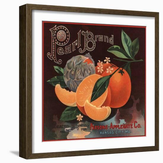 Pearl Brand - Kansas City, Missouri - Citrus Crate Label-Lantern Press-Framed Art Print