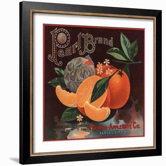 Pearl Brand - Kansas City, Missouri - Citrus Crate Label-Lantern Press-Framed Art Print