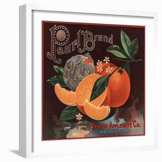 Pearl Brand - Kansas City, Missouri - Citrus Crate Label-Lantern Press-Framed Art Print