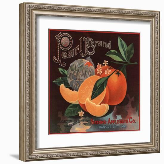 Pearl Brand - Kansas City, Missouri - Citrus Crate Label-Lantern Press-Framed Art Print