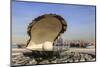 Pearl Monument with Moored Dhows and Modern City Skyline of West Bay, Middle East-Eleanor Scriven-Mounted Photographic Print