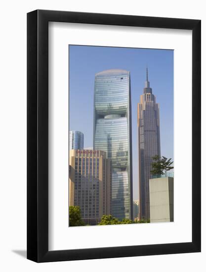 Pearl River Tower in Zhujiang New Town, Tian He, Guangzhou, Guangdong, China, Asia-Ian Trower-Framed Photographic Print