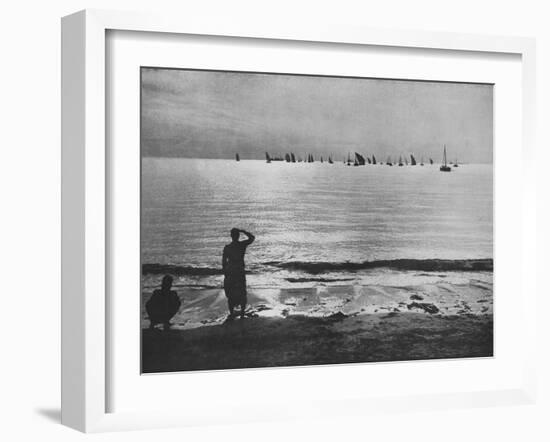 'Pearling Fleet Coming Back to Anchorage at Sunset', c1890, (1910)-Alfred William Amandus Plate-Framed Photographic Print