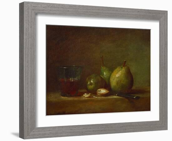 Pears and a Cup of Wine-Jean-Baptiste Simeon Chardin-Framed Giclee Print